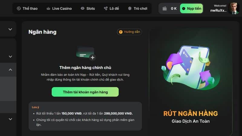 Rút tiền 86Bet đảm bảo không có rủi ro nào trong quá trình giao dịch
